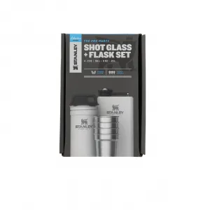 Stanley Adventure Pre-Party Shot Glass + Flask Set Matte Black Pebble 230ml-4 x 59ml Ploskačka-Pohár
