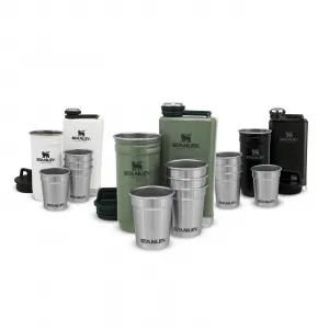 Stanley Adventure Pre-Party Shot Glass + Flask Set Matte Black Pebble 230ml-4 x 59ml Ploskačka-Pohár