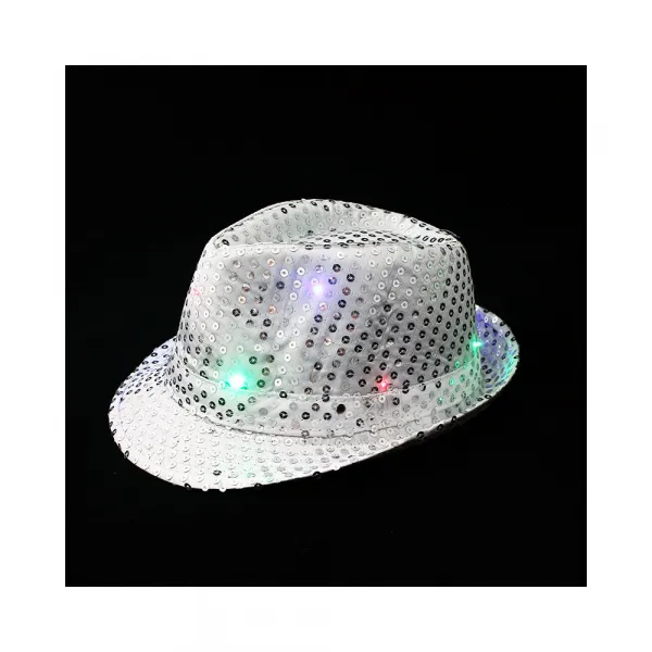 Rappa Strieborný disco klobúk s LED svetielkami