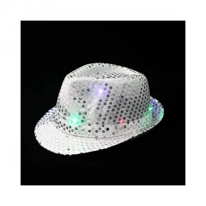 Rappa Strieborný disco klobúk s LED svetielkami