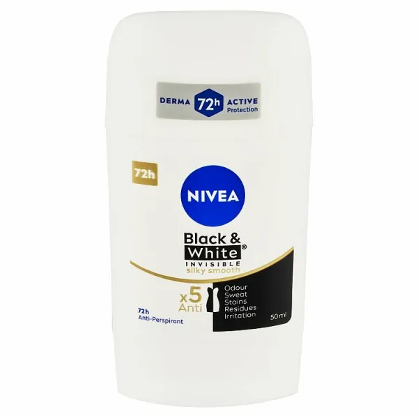 NIVEA Black & White Invisible Silky Smooth tuhý antiperspitant 50 ml