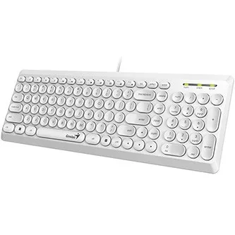 Genius Slimstar Q200, klávesnice CZ/SK, klasická, tichá typ drátová (USB), bílá, ne