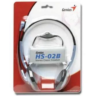 Genius HS-02B, sluchátka s mikrofonem, ovládání hlasitosti, černo-stříbrná, 2x 3.5 mm jack
