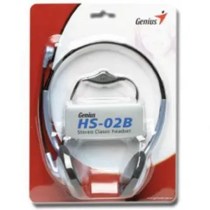Genius HS-02B, sluchátka s mikrofonem, ovládání hlasitosti, černo-stříbrná, 2x 3.5 mm jack