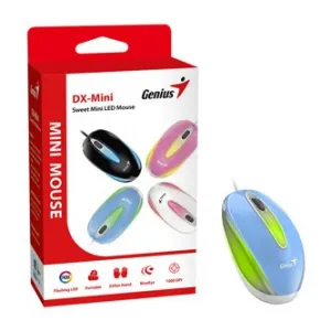 Genius Myš DX-Mini 31010025406, 1000DPI, optická, 3tl., drátová USB, modrá, klasická, RGB podsvícení