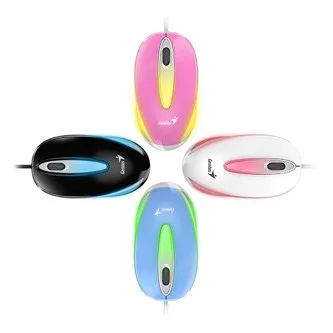 Genius Myš DX-Mini 31010025407, 1000DPI, optická, 3tl., drátová USB, růžová, klasická, RGB podsvícení