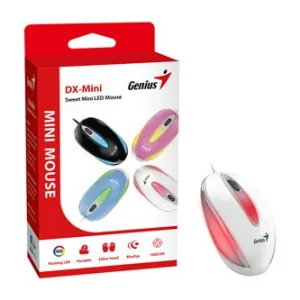 Genius Myš DX-Mini 31010025405, 1000DPI, optická, 3tl., drátová USB, bílá, klasická, RGB podsvícení