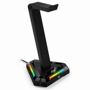 Genius RGB podsvícený stojan na sluchátka GX-UH100 31250017400, 2x USB-A 2x USB-C HUB, černý