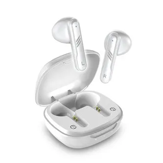 Genius HS-M905BT, mikrofon, přepínání skladeb, bílá, 2.0, s nabíjecí krabičkou, sportovní typ USB-C