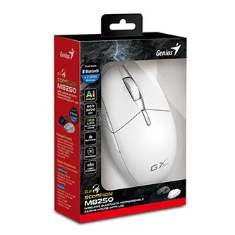 Myš bezdrátová, Genius GX GAMING Scorpion M8250 AI 31060001400, bílá, optická, 3200DPI