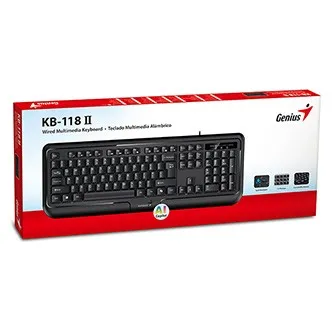 Genius KB-118 II COPILOT, klávesnice CZ/SK, klasická, voděodolná typ drátová (USB), černá