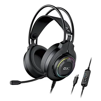 Genius GX GAMING HS-GX580U, sluchátka s mikrofonem, ovládání hlasitosti, černá, herní sluchátka, 50 mm měniče typ USB