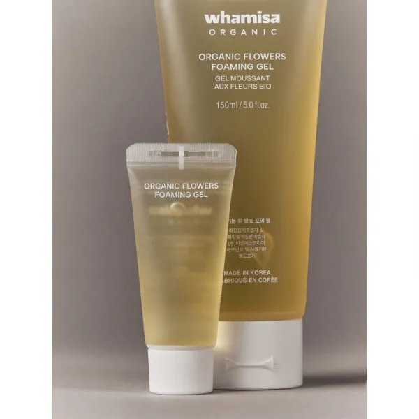 WHAMISA Organic Flowers Foaming Gel ukľudňujúci čistiaci penivý gél 150 ml