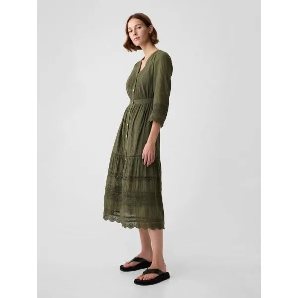 GAP LACE Dámske šaty, khaki, veľkosť