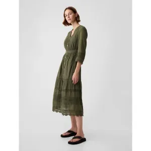 GAP LACE Dámske šaty, khaki, veľkosť