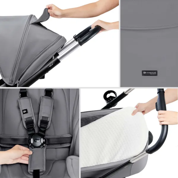 KINDERKRAFT Kočík kombinovaný Nea 2 2v1 Platinum Grey