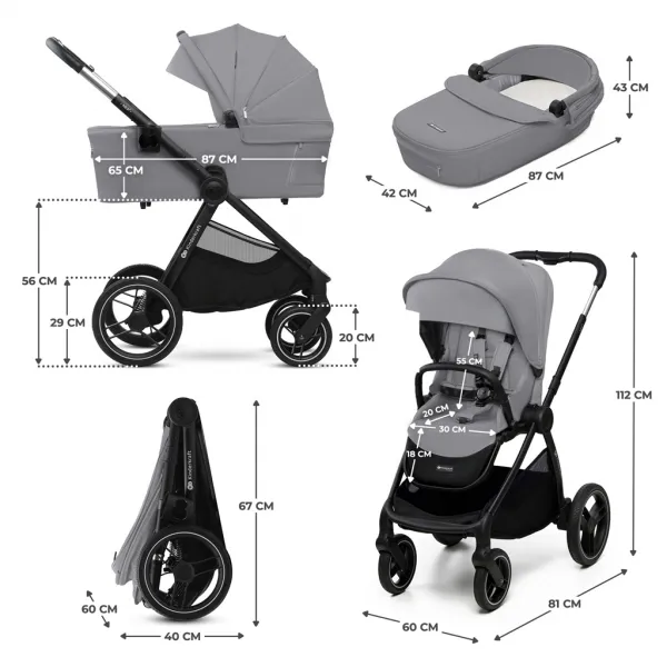 KINDERKRAFT Kočík kombinovaný Nea 2 2v1 Platinum Grey