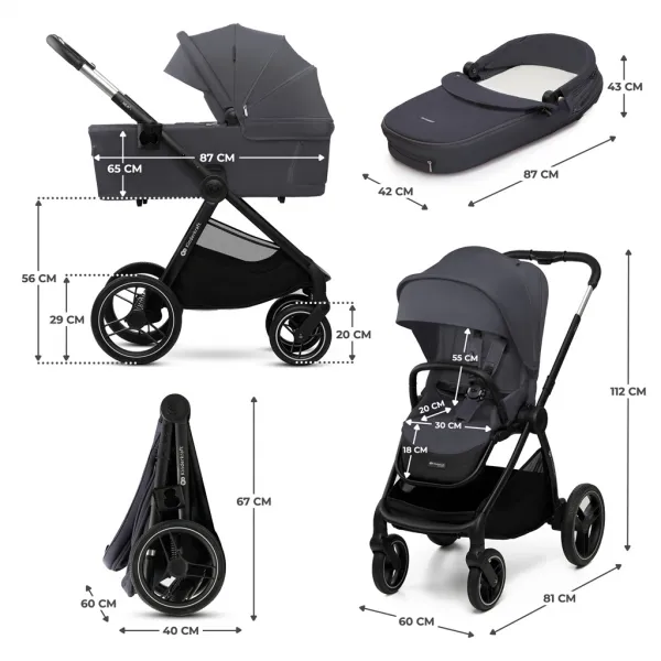 KINDERKRAFT Kočík kombinovaný Nea 2 2v1 Dark Grey