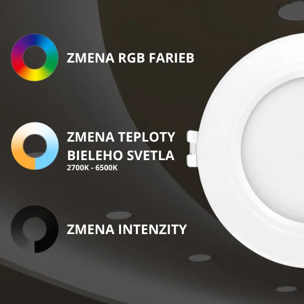 LED panel biely 6W kruh RGB+DUAL-WHITE