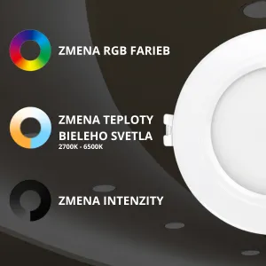 LED panel biely 6W kruh RGB+DUAL-WHITE