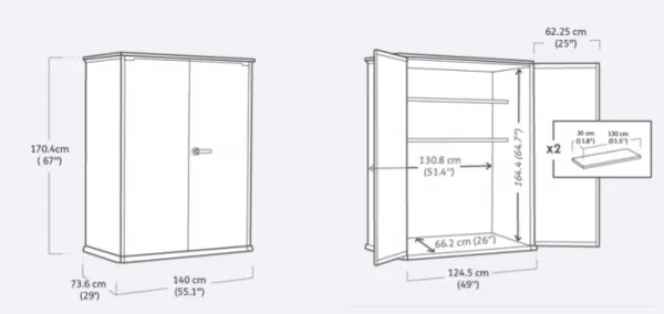 KETER skriňa Duotech High Store PLUS, sivá, 140 x 170,4 cm