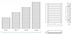 Instalprojekt - Kúpeľňový radiátor POPPY biela farba - Farba - Biela, Rozmer radiátora - 500 × 1630 mm, výkon 682 W, Typ pripojenia - Stredové 50 mm RADPPY501635SP