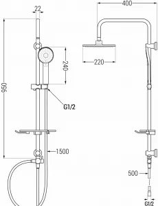MEXEN/S - T40 grafit sprchový stĺp 798404093-66