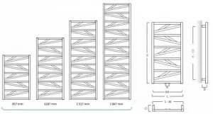 Instalprojekt - Kúpeľňový radiátor TRICK - Farba radiátora - Biela, Pripojenie radiátora - Klasické (spodný), Rozmer radiátora - 430 × 1187 mm, výkon 480 W RADTRK401235