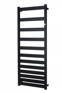 Instalprojekt - Kúpeľňový radiátor BELTI čierna farba - Farba radiátora - Čierna, Rozmer radiátora - 500 × 1203 mm, výkon 473 W, Typ pripojenia - Stredové 50 mm RADBEL501231SP