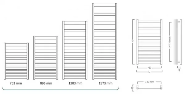 Instalprojekt - Kúpeľňový radiátor BELTI čierna farba - Farba radiátora - Čierna, Rozmer radiátora - 500 × 1203 mm, výkon 473 W, Typ pripojenia - Stredové 50 mm RADBEL501231SP