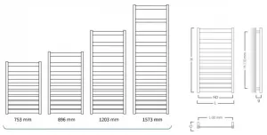 Instalprojekt - Kúpeľňový radiátor BELTI čierna farba - Farba radiátora - Čierna, Rozmer radiátora - 500 × 1203 mm, výkon 473 W, Typ pripojenia - Stredové 50 mm RADBEL501231SP