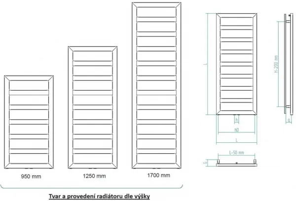 HOPA - Kúpeľňový radiátor GLASGOW čierna farba - Farba radiátora - Čierna, Rozmer radiátora - 600 × 1250 mm, výkon 604 W, Typ pripojenia - Stredové 50 mm RADGLA601331SP