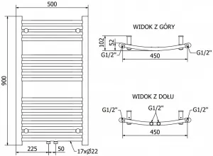 MEXEN - Ares vykurovací rebrík/radiátor 900 x 500 mm, 372 W, chróm W102-0900-500-00-01