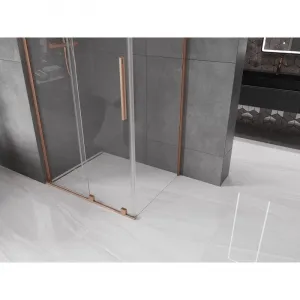 MEXEN/S - Velar L sprchovací kút, posuvné dvere 100 x 85, transparent, meď kartáčovaná 871-100-085-03-65