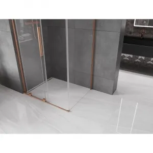 MEXEN/S - Velar L sprchovací kút, posuvné dvere 120 x 70, transparent, meď kartáčovaná 871-120-070-03-65