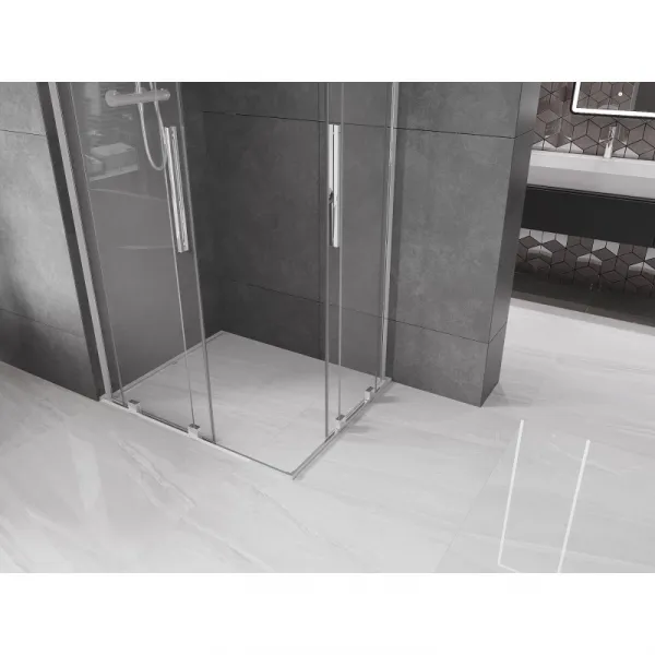 MEXEN/S - Velar L Duo sprchovací kút, posuvné dvere 100 x 90, transparent, chróm 871-100-090-02-03-01