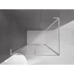 MEXEN/S - Velar L sprchovací kút, posuvné dvere 100 x 80, transparent, chróm 871-100-080-03-01