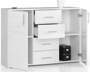 Ak furniture Komoda Torvi K 110,4 cm biela lesklá