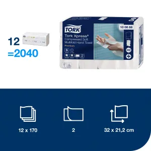 Papierové utierky skladané ZZ 2-vrstv. TORK Xpress Multifold stlačené jemné H2 (12 bal. x 170)