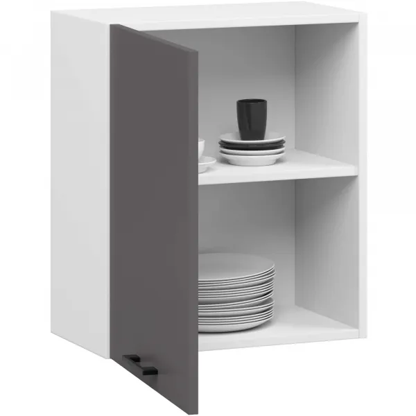 Ak furniture Závěsná kuchyňská skříňka OLIVIE 50x58 cm matná bílá/matná grafitově šedá