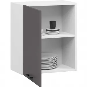 Ak furniture Závěsná kuchyňská skříňka OLIVIE 50x58 cm matná bílá/matná grafitově šedá