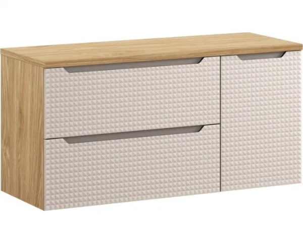 Comad Závesná skrinka Luxor Beige Trust s doskou a umývadlom 120 cm čierna/dub olejovaný