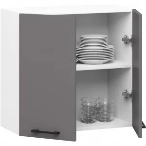 Ak furniture Závesná kuchynská skrinka OLIVIE 60x58 cm 01 matná biela/matná grafitovo sivá