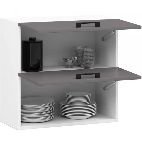 Ak furniture Závěsná kuchyňská skříňka OLIVIE 60x58 cm 02 matná bílá/matná grafitově šedá