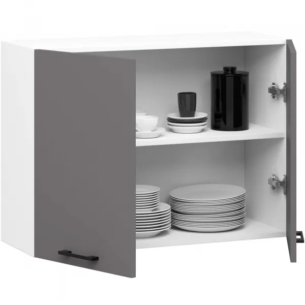Ak furniture Závěsná kuchyňská skříňka OLIVIE 80x58 cm 01 matná bílá/matná grafitově šedá