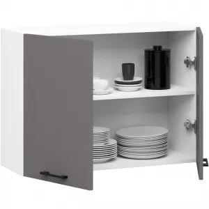 Ak furniture Závěsná kuchyňská skříňka OLIVIE 80x58 cm 01 matná bílá/matná grafitově šedá