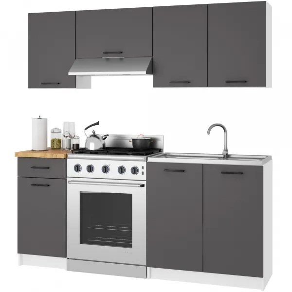 Ak furniture Kuchyňská skříňka OLIVIE II 40x85 cm matná bílá/matná grafitově šedá/dub přírodní