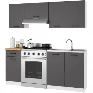 Ak furniture Kuchyňská skříňka OLIVIE II 40x85 cm matná bílá/matná grafitově šedá/dub přírodní