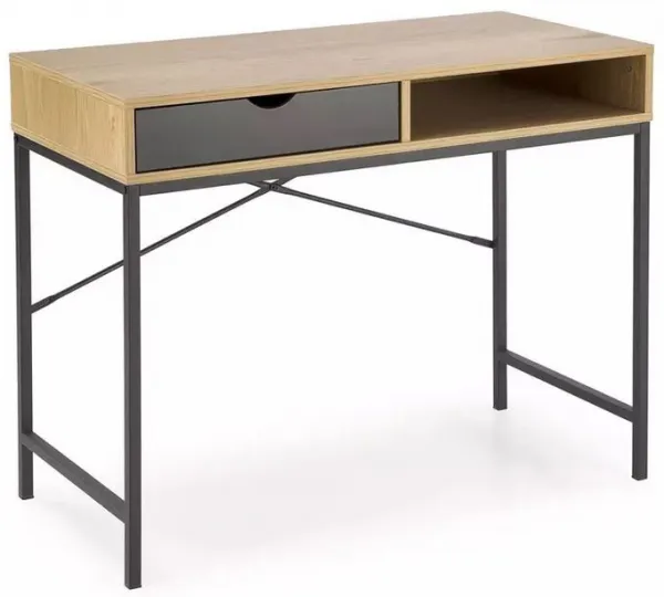 HALMAR Písací stôl B50 prírodný, čierne nohy
