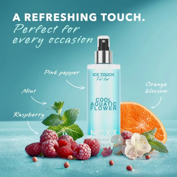 Mexx Ice Touch Cool Aquatic Flower New osviežujúci telový sprej pre ženy 250 ml